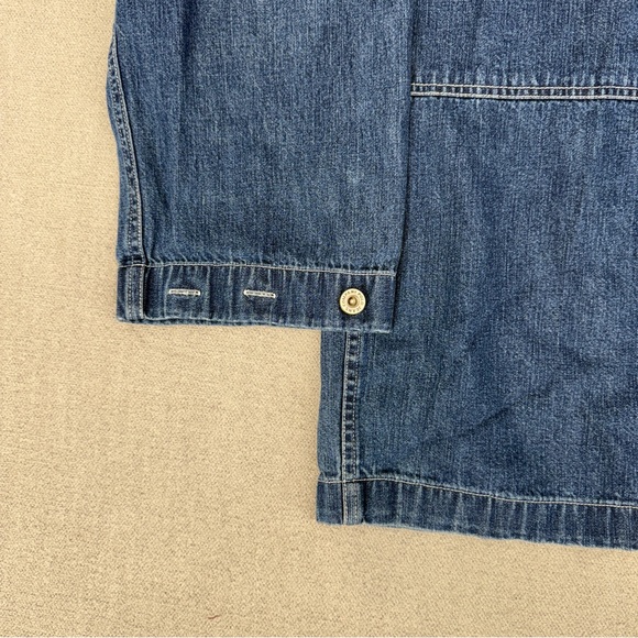 Y2K Polo Jeans Co Ralph Lauren Shacket Jacket Mens L Shirt Denim Pockets Chore - Picture 6 of 15